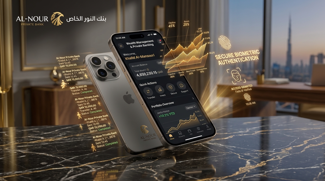 Al-Nour Private Bank High-Conversion Mobile Wealth Management Application Showcase